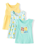 Pack de 3 Camisetas sin Mangas Estampado de Limones - Azul