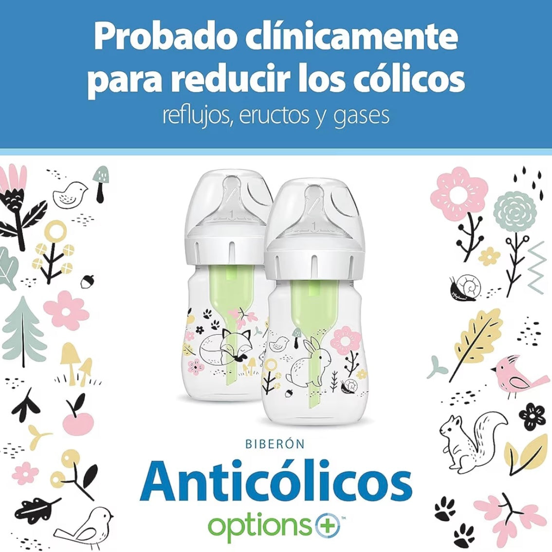 Dr. Brown’s 2 Biberones Cuello Ancho Anti-Colic Options 5 onzas, Tetina de Flujo Lento Nivel 1, 0m+