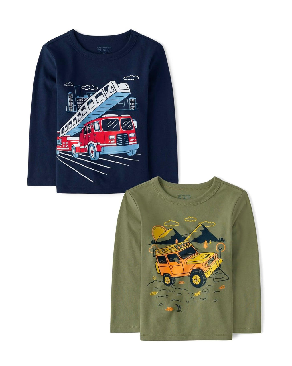 Pack de 2 Camisetas Manga Larga Estampado Fire Truck