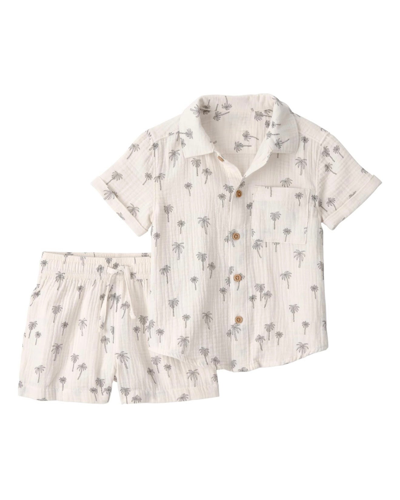 Conjunto de Muselina Camisa Manga Corta + Short Bebé Niño