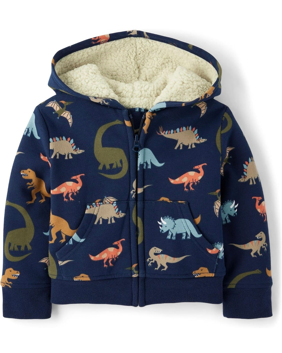 Chaqueta con Capucha y Cremallera de Felpa Premium con Forro de Sherpa Estampada