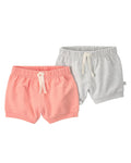 Pack x2 Shorts Gris/Coral Tropical Bebé Niña