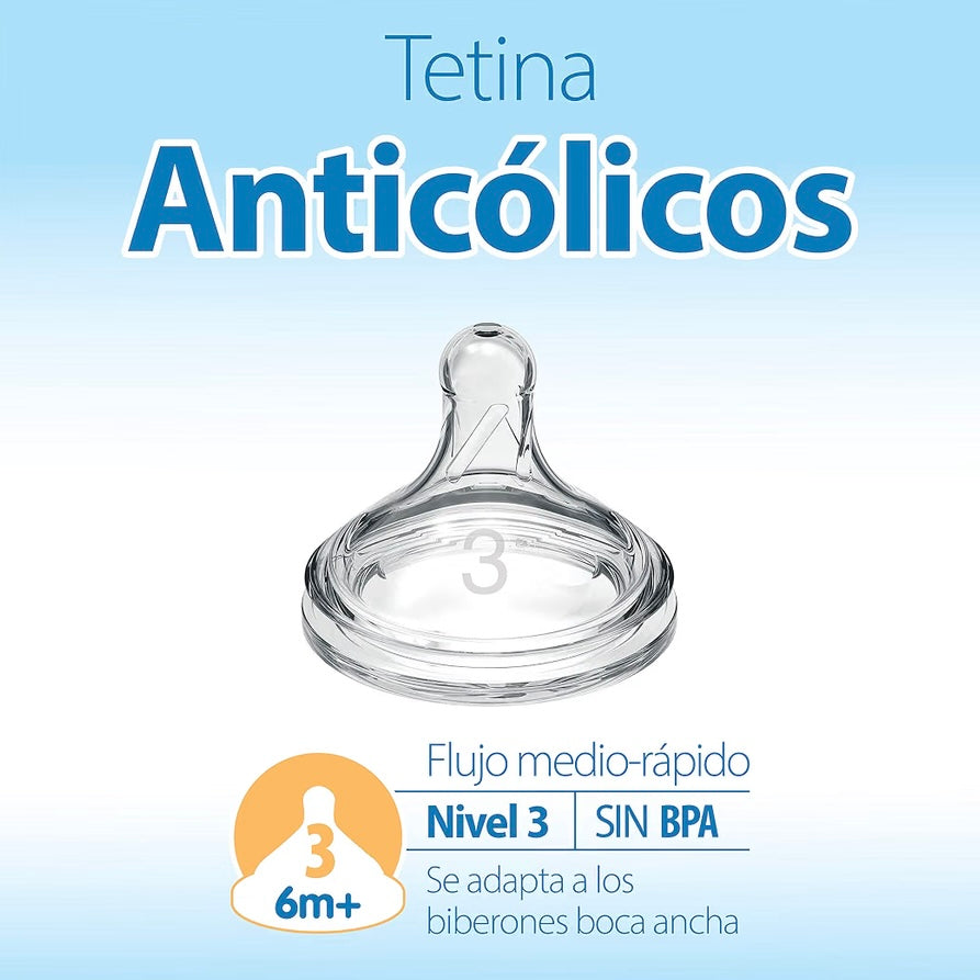 Dr. Brown’s Paquete de 6 Tetinas Natural Flow Cuello Ancho de Flujo Nivel 3, 6m+