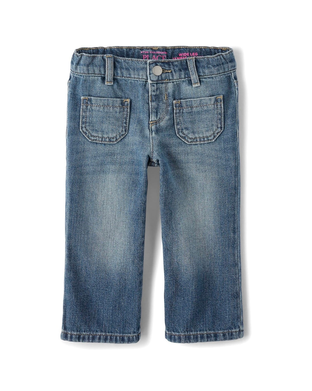 Jeans Vaqueros de Pierna Ancha con Bolsillos de Parche - Azul
