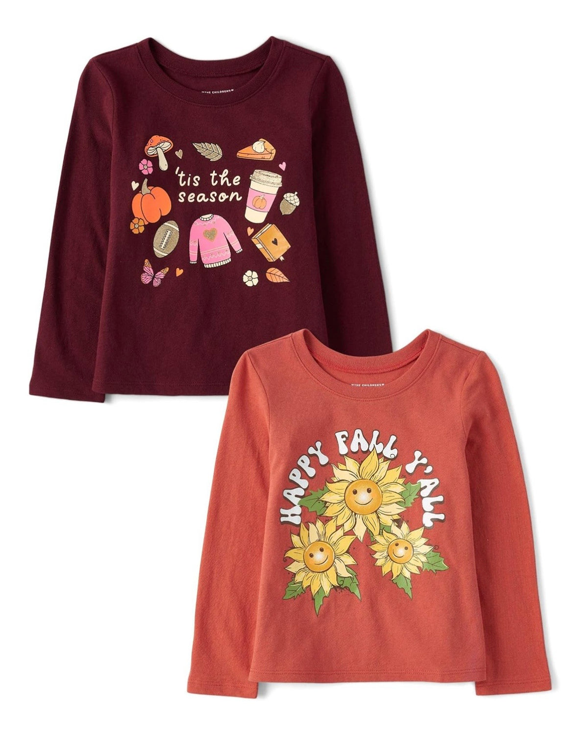 Pack de 2 Camisetas Manga Larga Estampado Happy Fall/Temporada