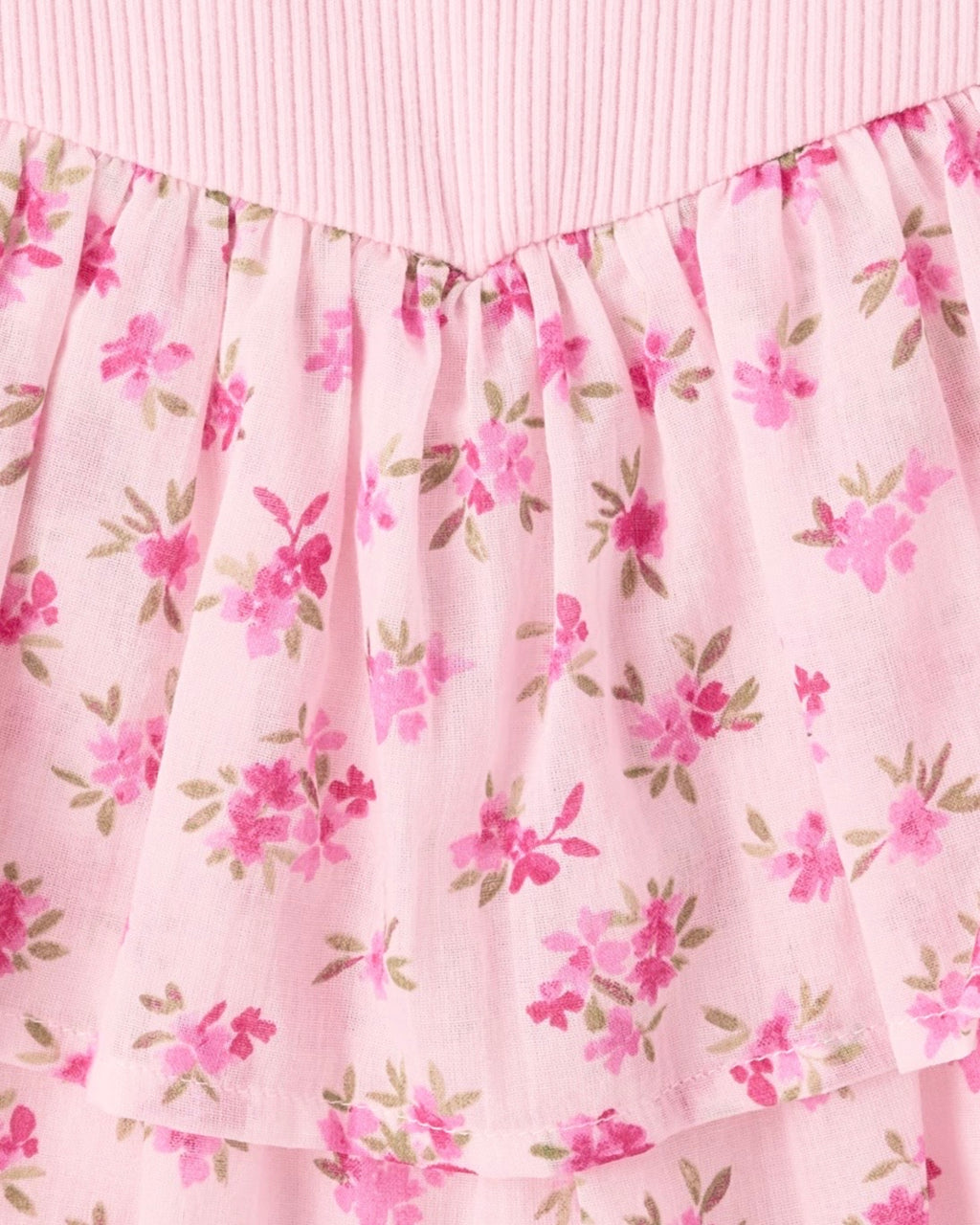 Vestido con Volantes de Estampado Floral - Rosa