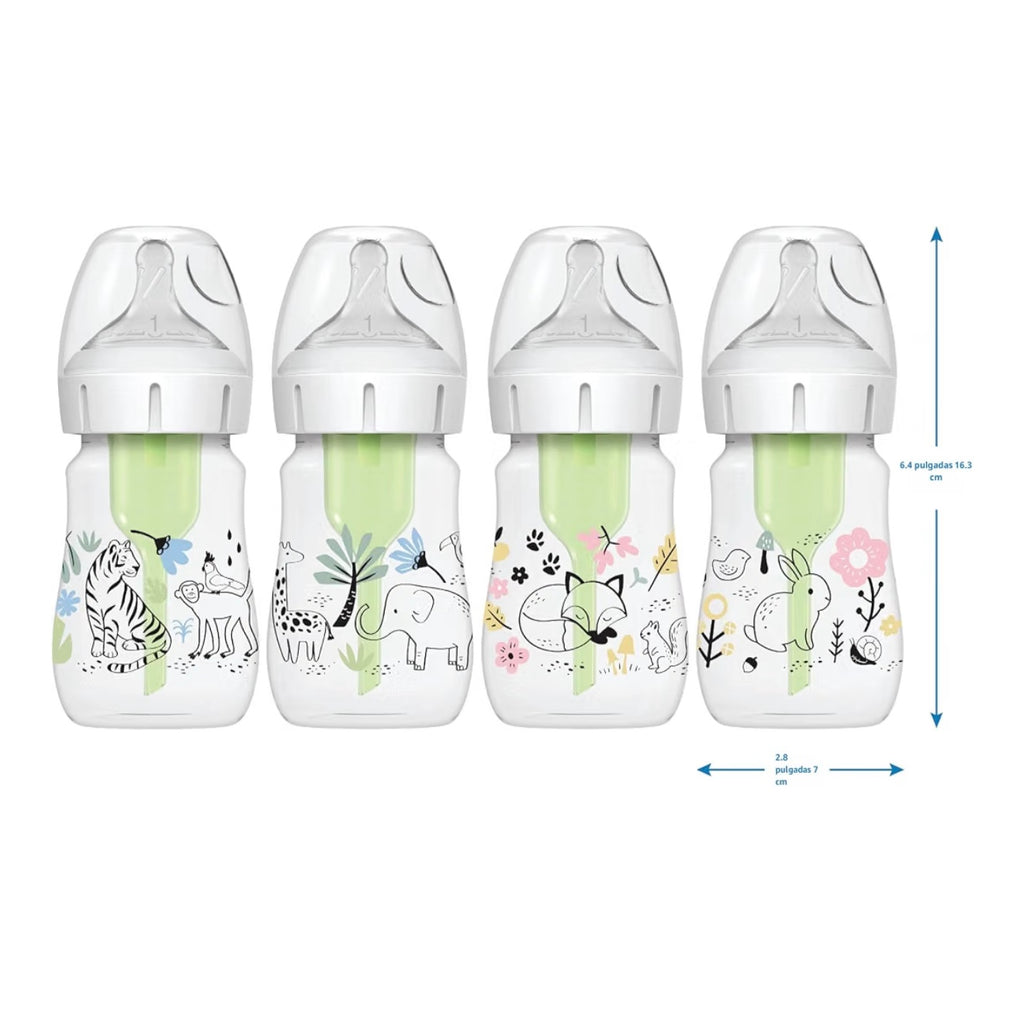 Dr. Brown’s 2 Biberones Cuello Ancho Anti-Colic Options 5 onzas, Tetina de Flujo Lento Nivel 1, 0m+