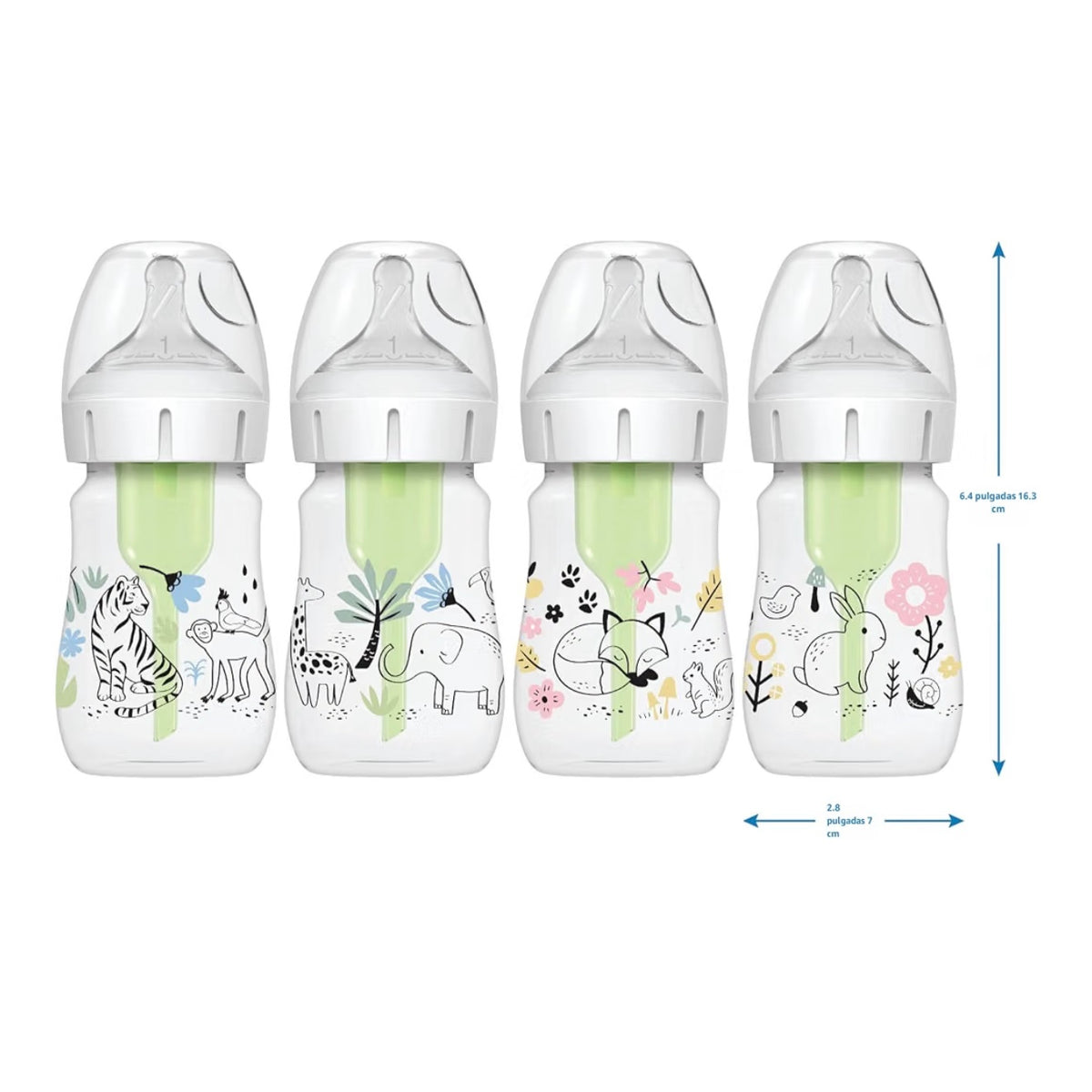 Dr. Brown’s 2 Biberones Cuello Ancho Anti-Colic Options 5 onzas, Tetina de Flujo Lento Nivel 1, 0m+
