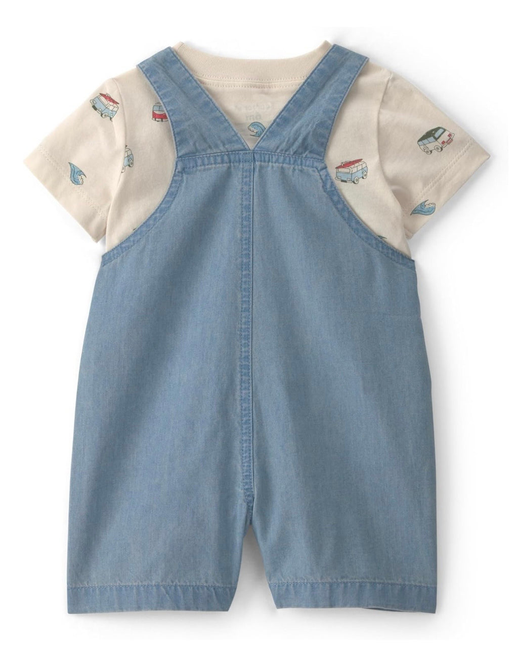 Conjunto Azul/Beige Overall + Camiseta Bebé Niño