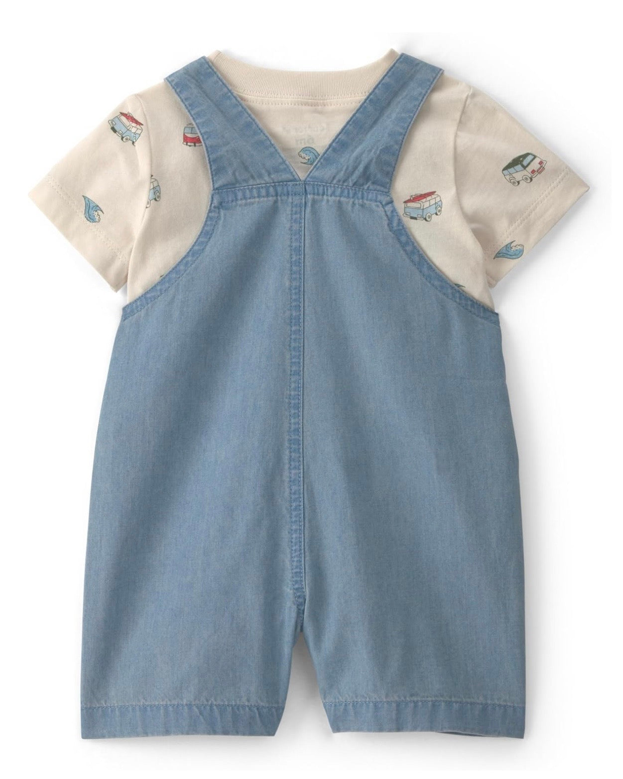 Conjunto Azul/Beige Overall + Camiseta Bebé Niño