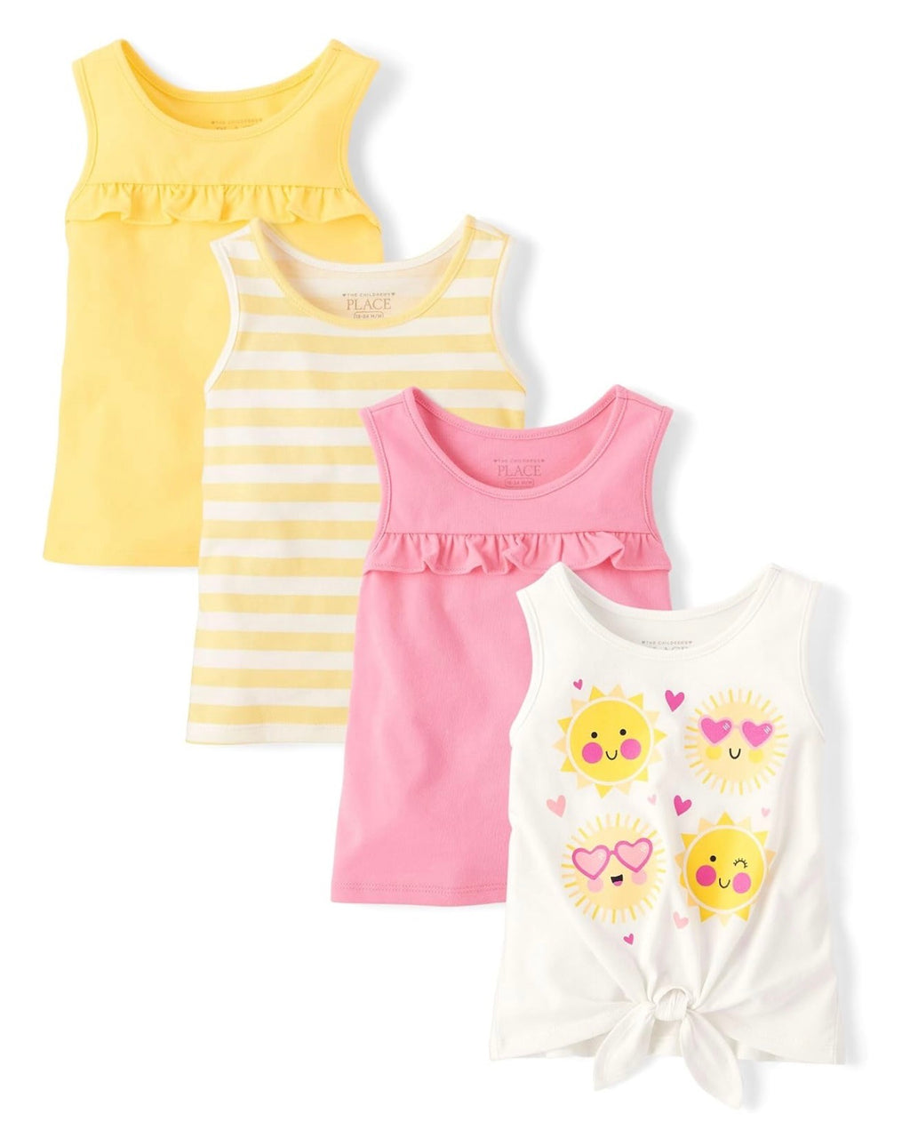 Pack De 4 Camisetas Sin Mangas Con Volantes - Amarillo