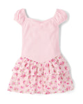 Vestido con Volantes de Estampado Floral - Rosa