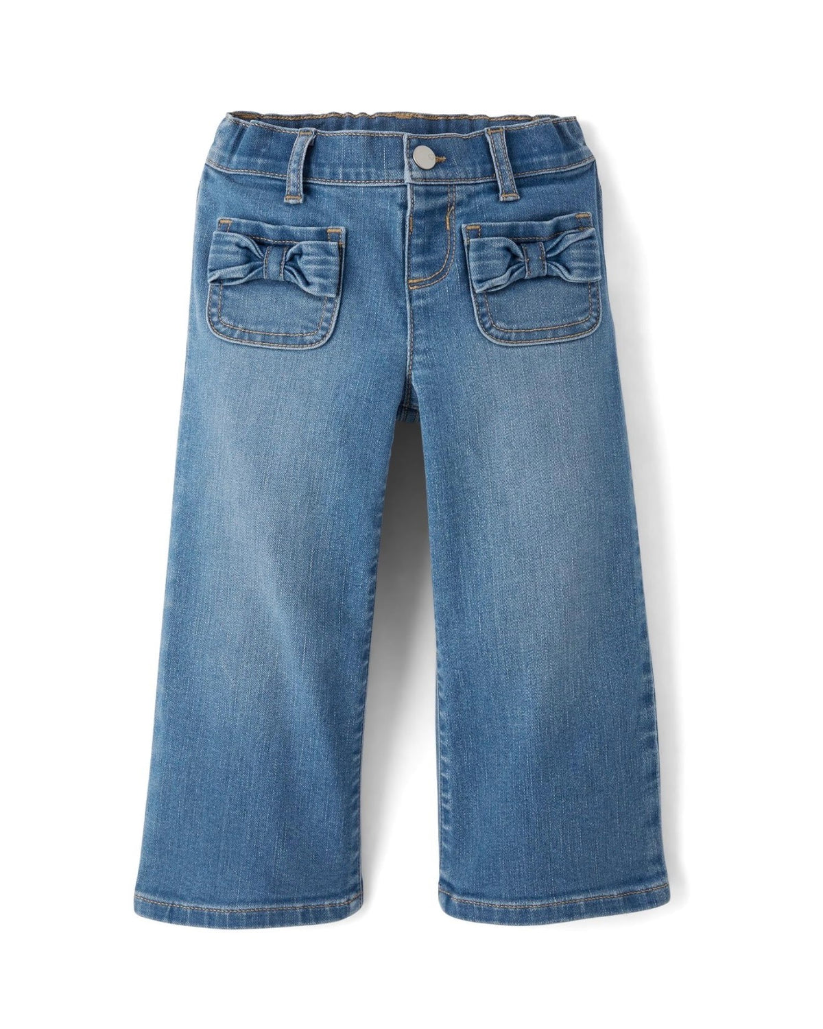 Jeans Vaqueros De Pierna Ancha Con Lazo - Azul