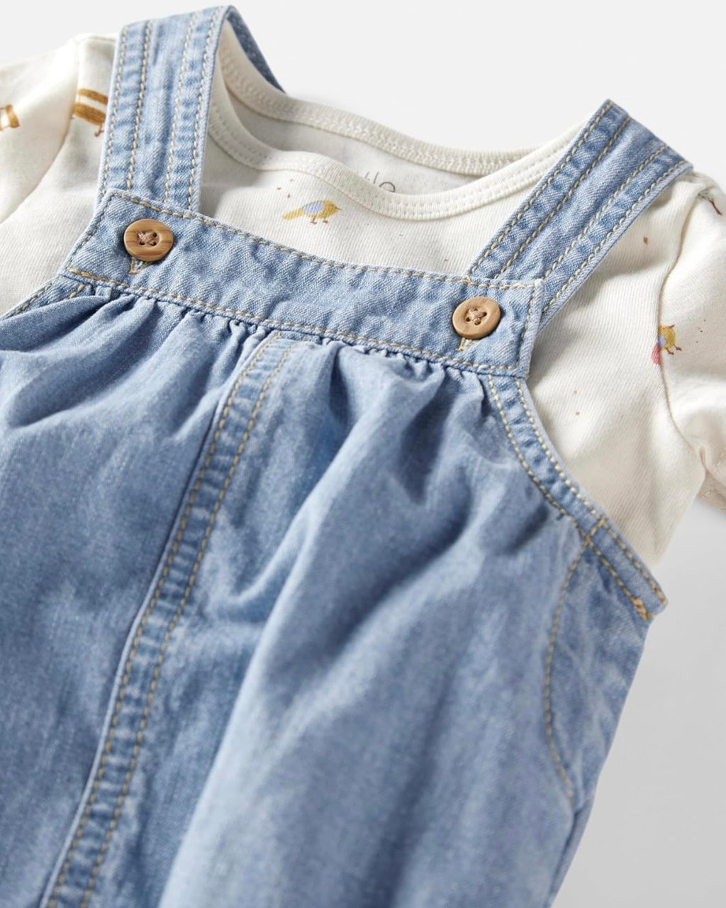Conjunto Azul Chambray Camiseta + Bodie Bebé Niña