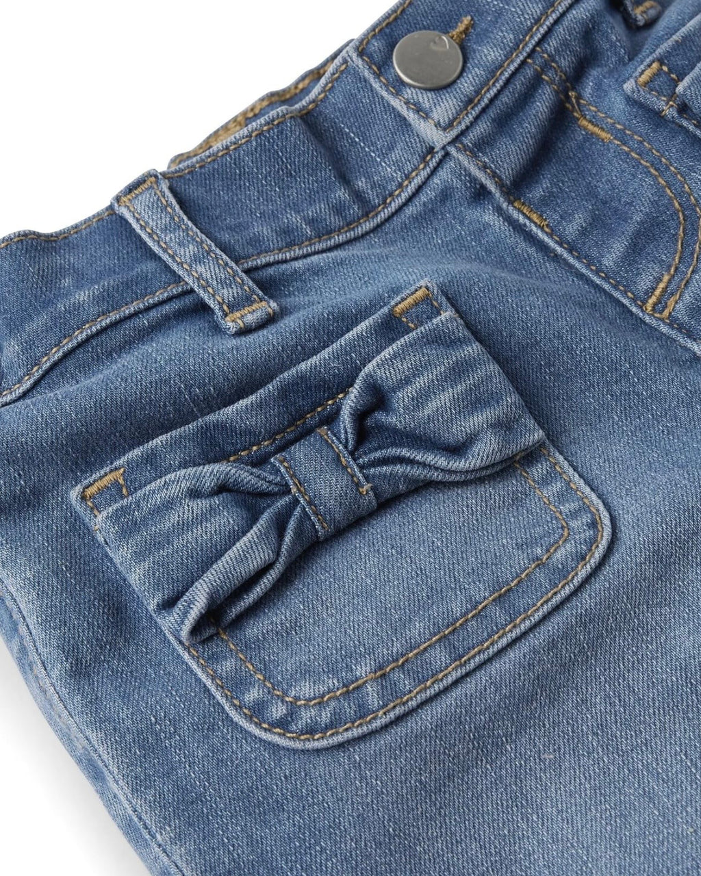 Jeans Vaqueros De Pierna Ancha Con Lazo - Azul