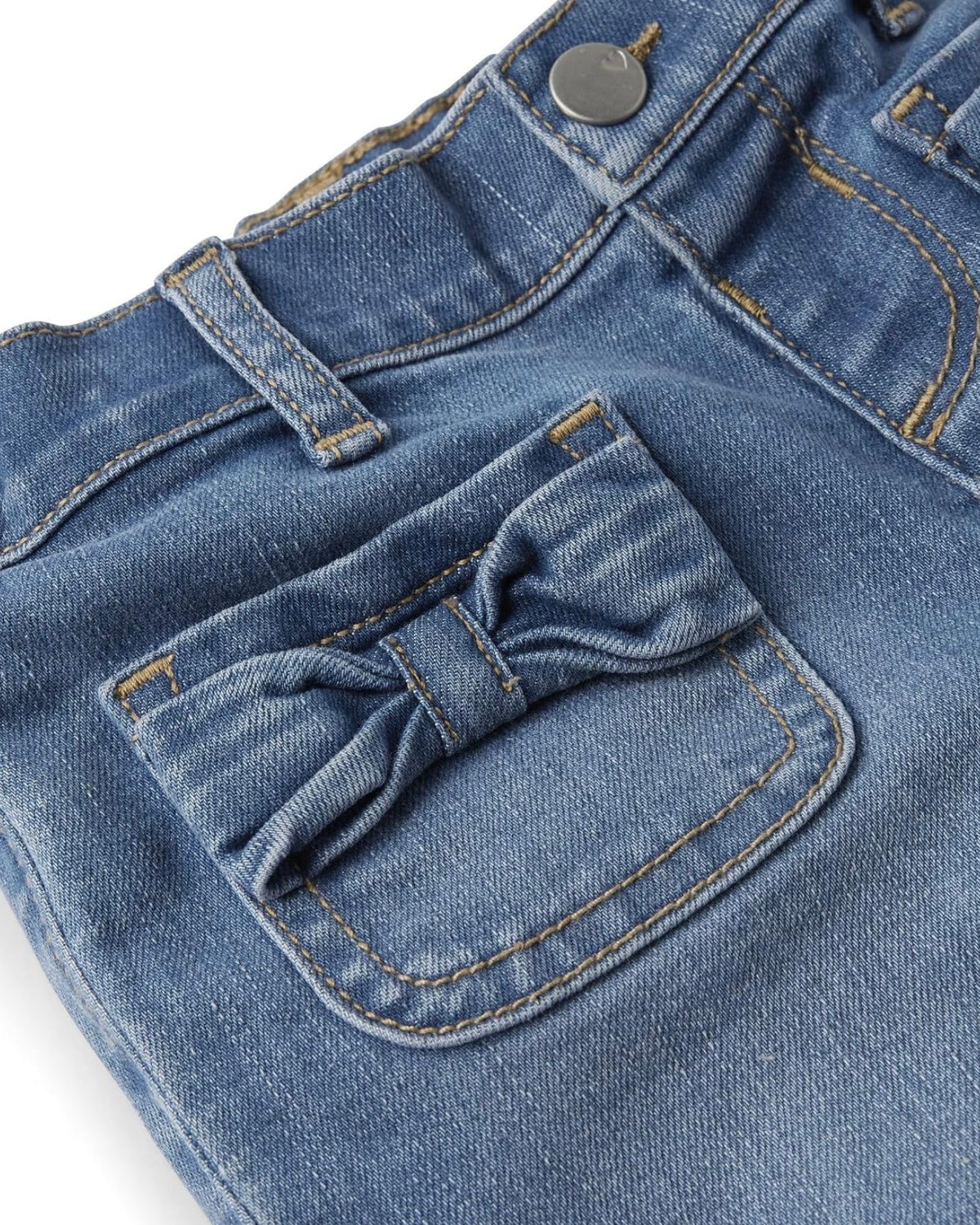 Jeans Vaqueros De Pierna Ancha Con Lazo - Azul