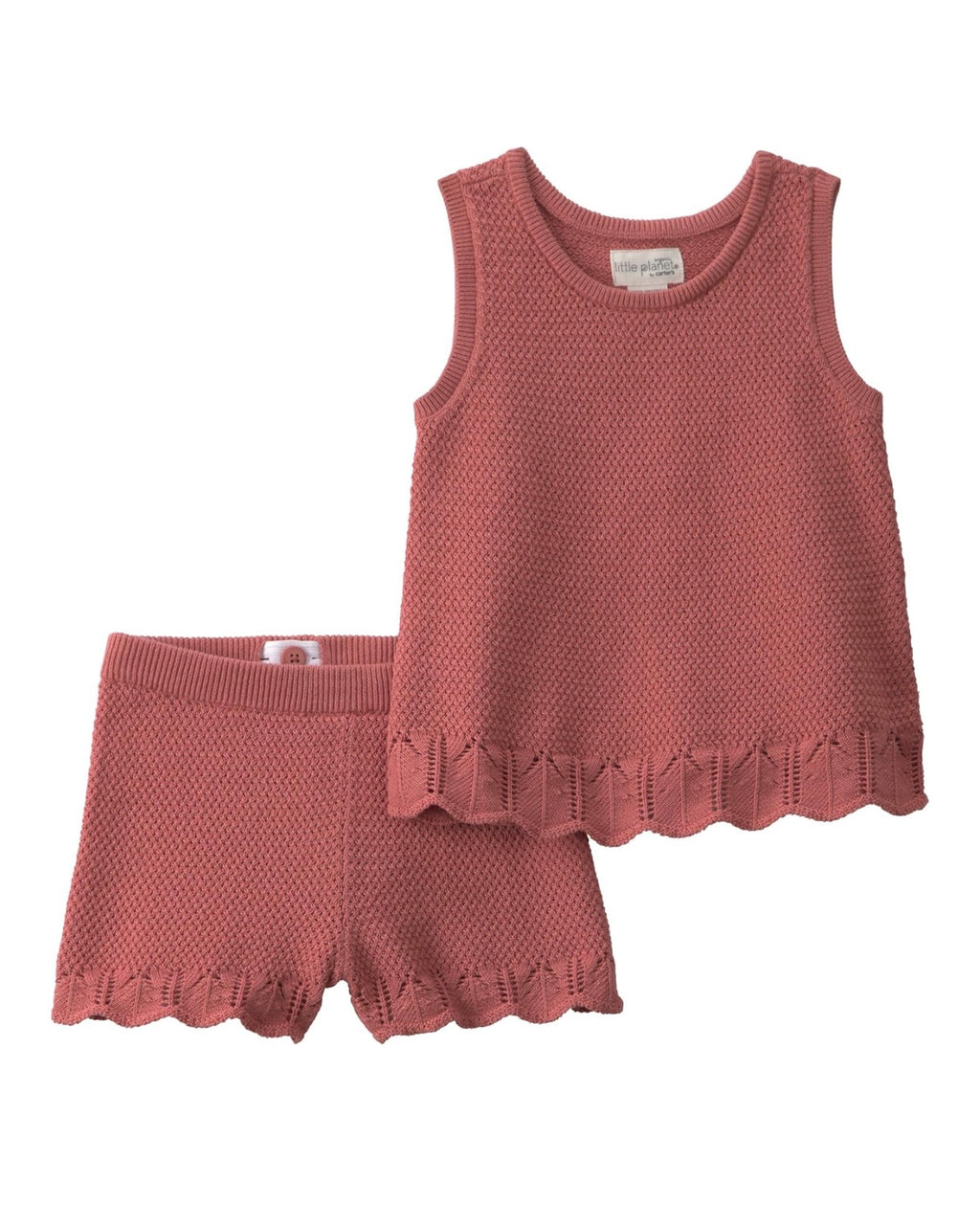 Conjunto Coral de Punto Blusa + Short Bebé Niña