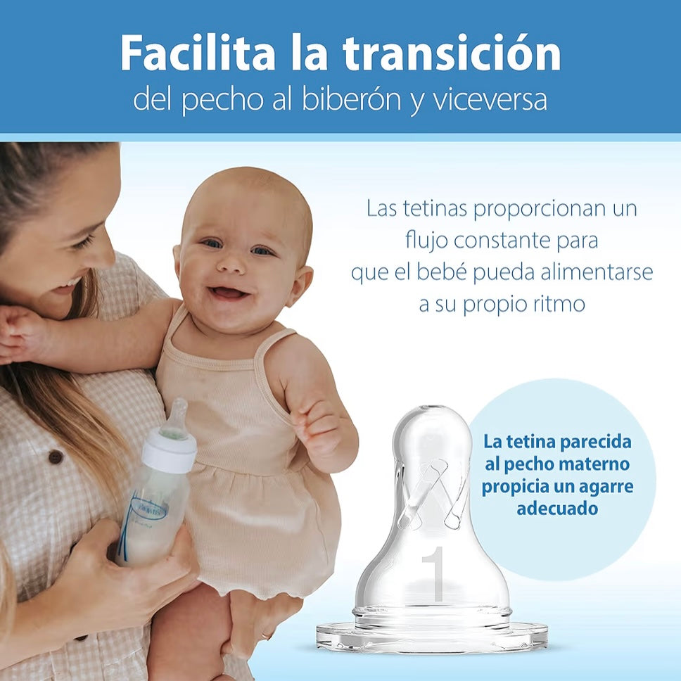 Dr. Brown’s Natural Flow 4 Biberones Anti-Colic Options 8 onzas, Tetina de Flujo Lento Nivel 1, 0m+