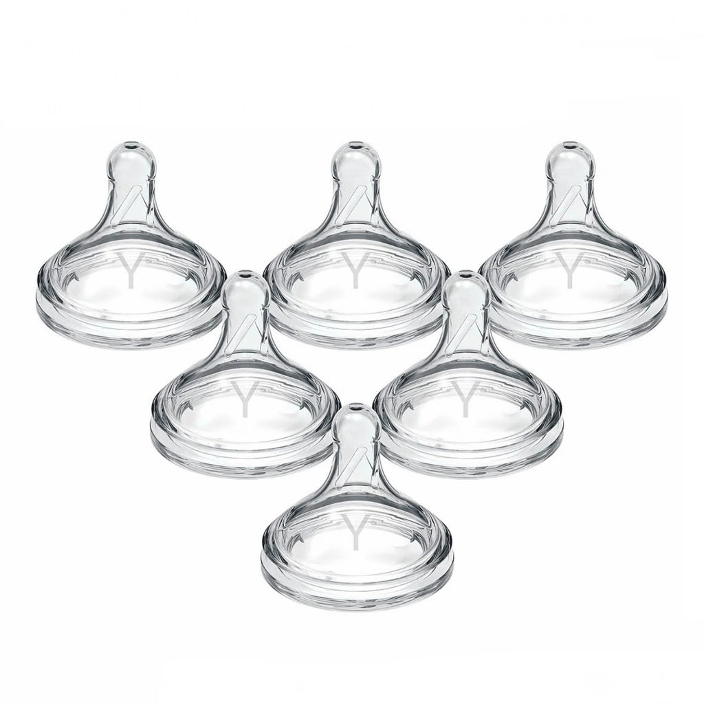 Dr. Brown’s Paquete de 6 Tetinas Natural Flow Cuello Ancho de Flujo Nivel Y, 9m+ Ideal para Líquidos más Espesos