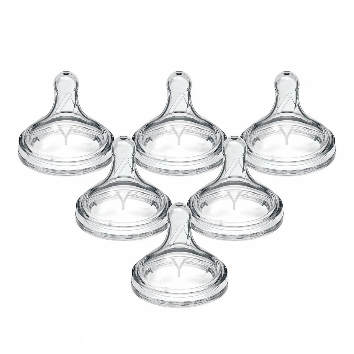 Dr. Brown’s Paquete de 6 Tetinas Natural Flow Cuello Ancho de Flujo Nivel Y, 9m+ Ideal para Líquidos más Espesos
