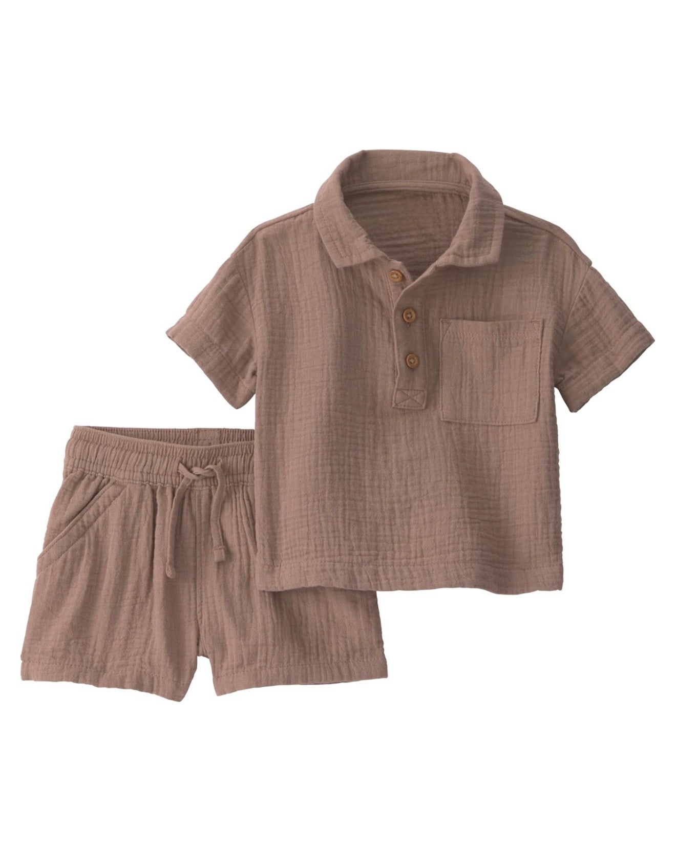 Conjunto de Muselina Camisa Manga Corta + Short Bebé Niño