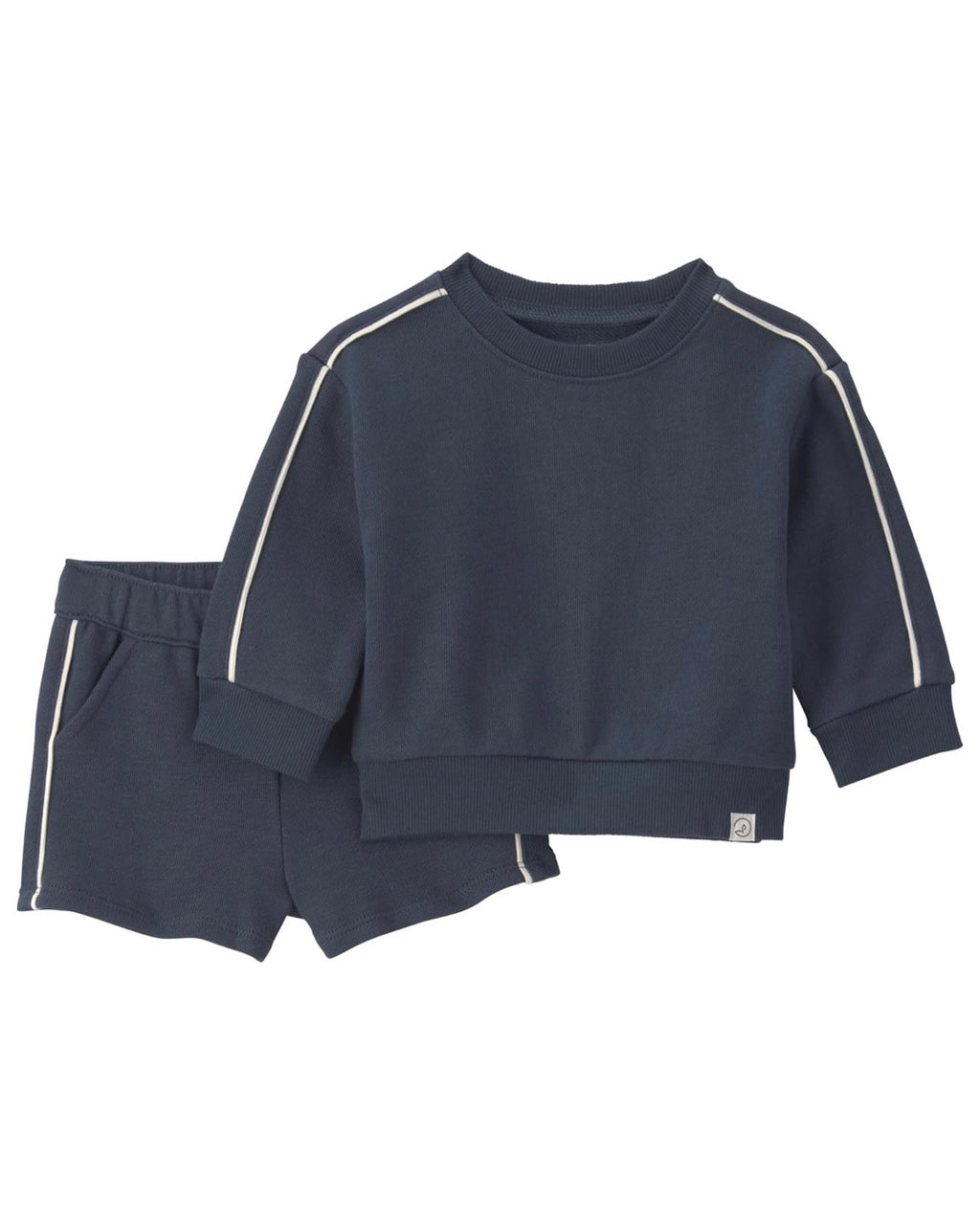 Conjunto Azul Navy de Felpa Francesa Sudadera + Short Bebé Niño