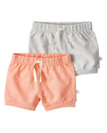 Pack x2 Shorts Durazno/Gris Bebé Niña