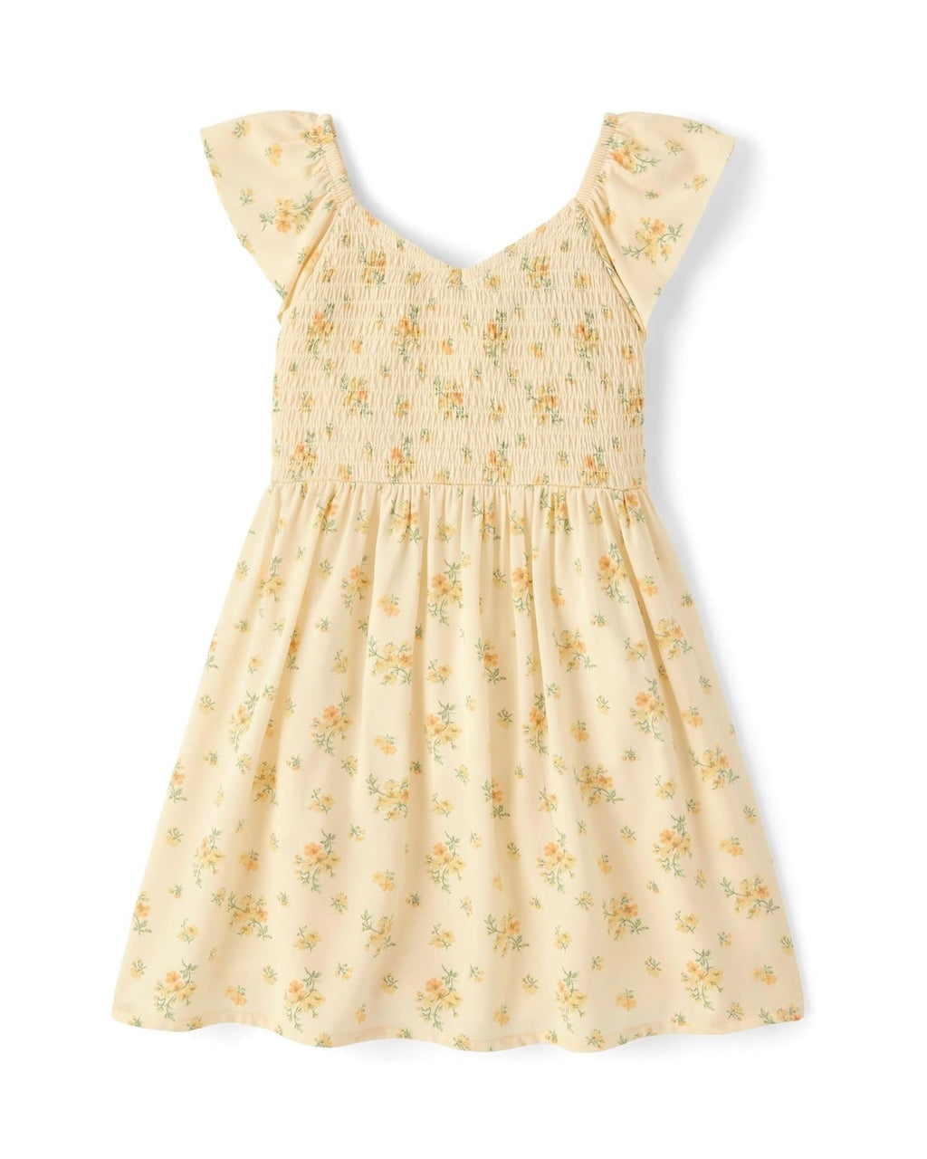 Vestido Flutter Floral - Amarillo