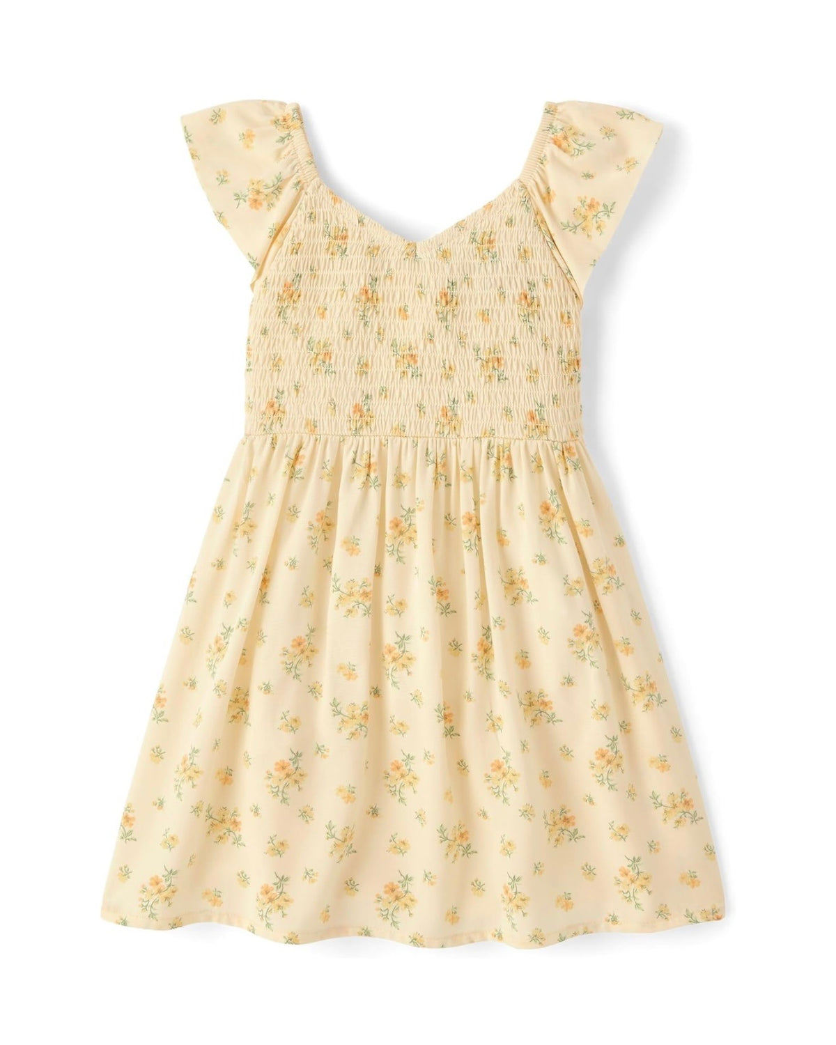 Vestido Flutter Floral - Amarillo