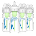 Dr. Brown’s 4 Biberones Cuello Ancho Anti-Colic Options 9 onzas, Tetina de Flujo Lento Nivel 1, 0m+