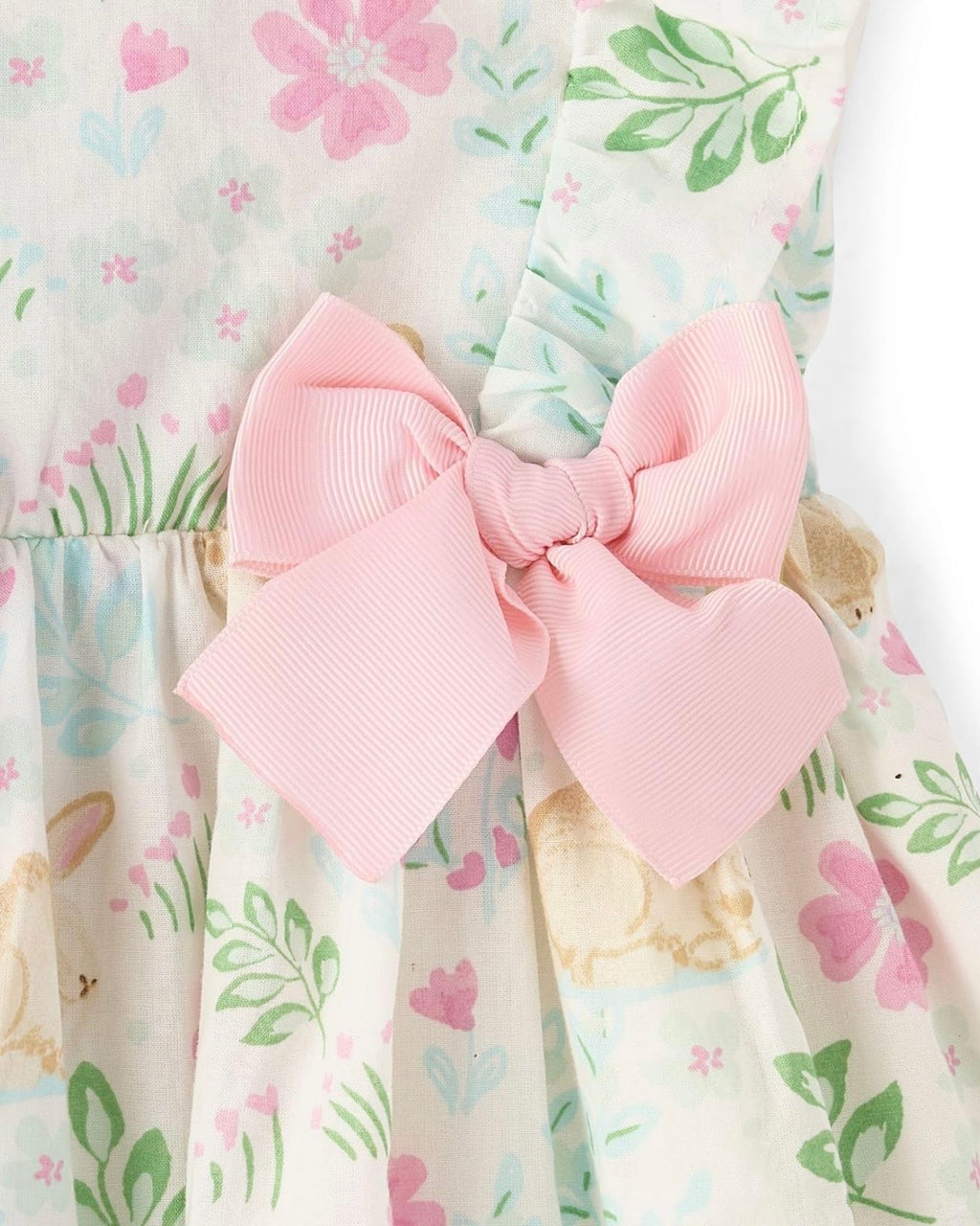 Vestido con Lazo y Volantes de Estampado de Conejito
