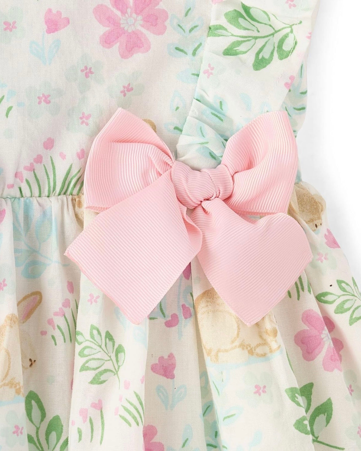 Vestido con Lazo y Volantes de Estampado de Conejito