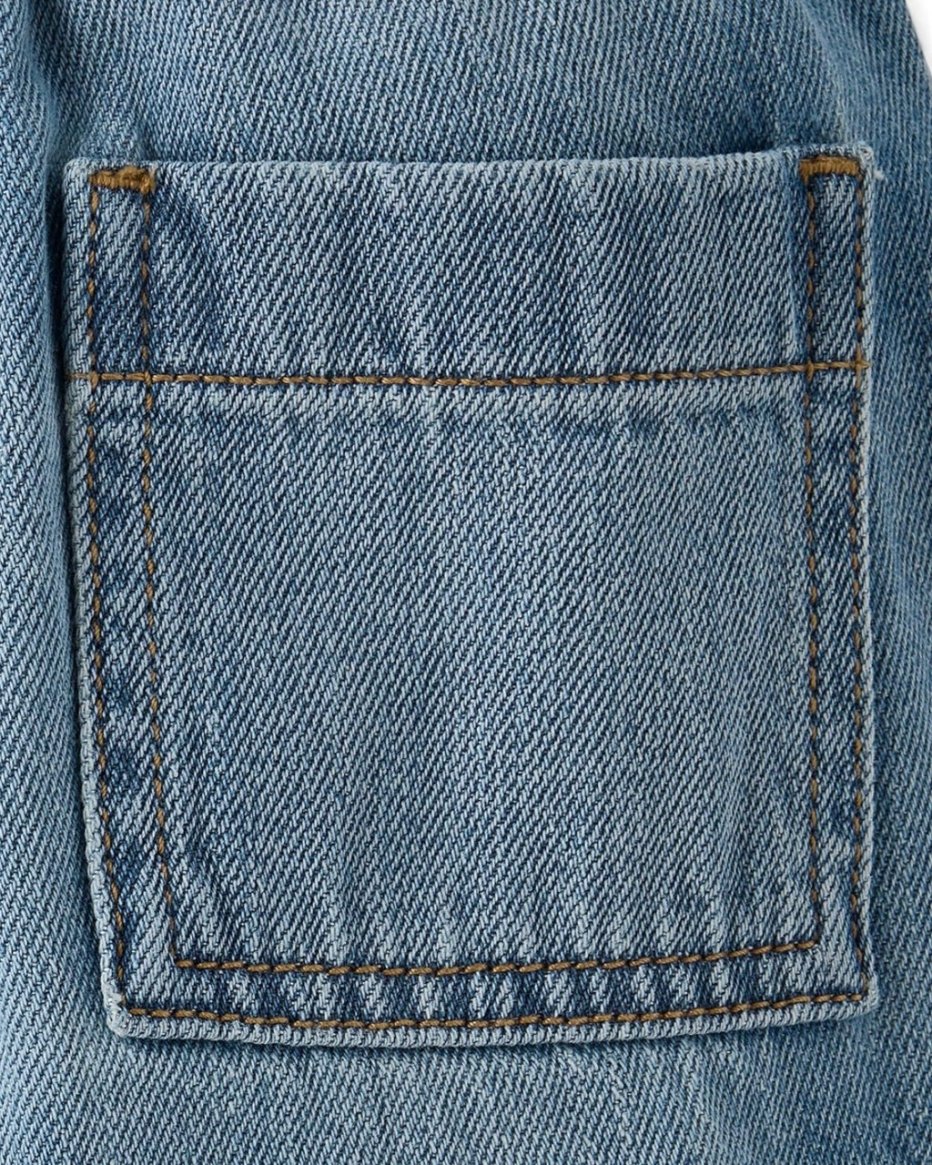 Jeans Vaqueros Holgados Cargo Resortado - Azul