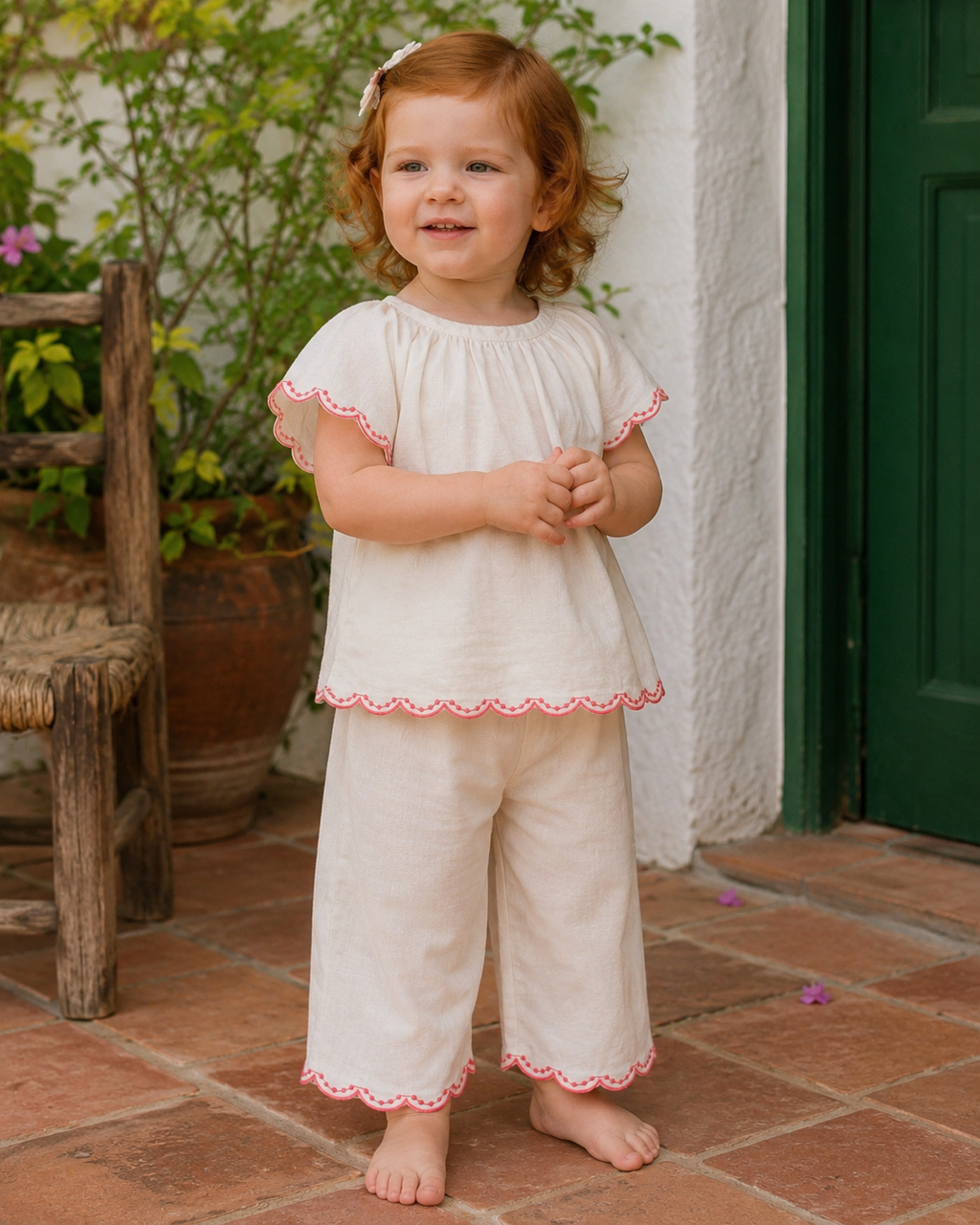 Conjunto Crema Camiseta + Pantalón  Bebé Niña
