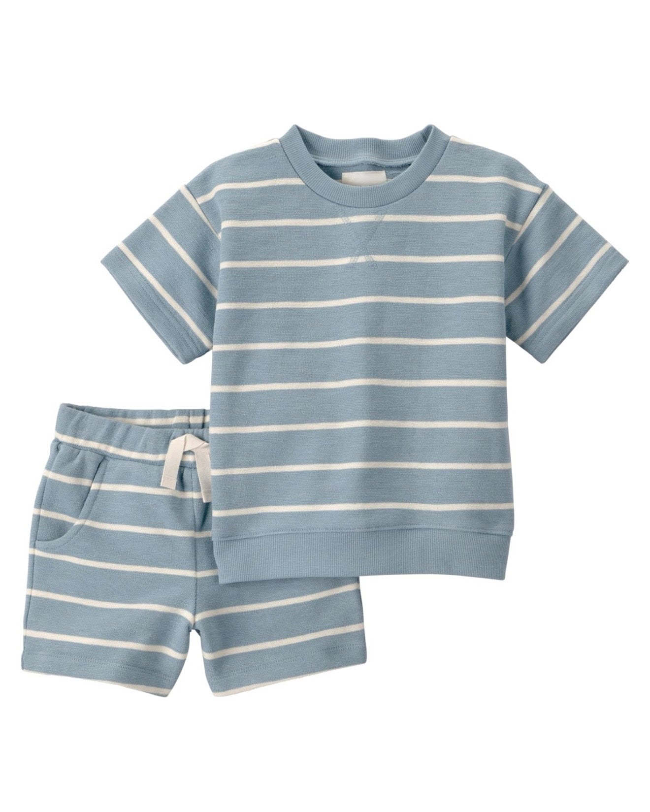 Conjunto Blanco/Azul Camiseta + Short Bebé Niño