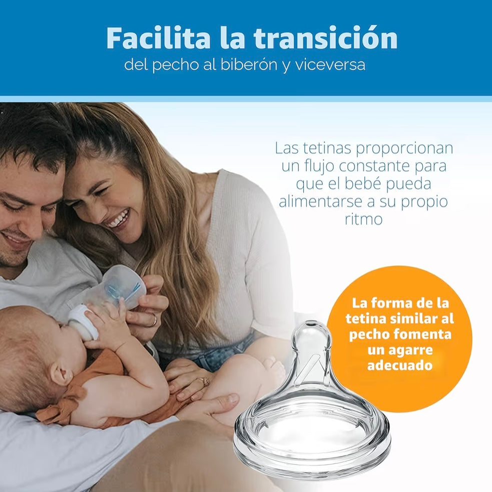Dr. Brown’s 4 Biberones Cuello Ancho Anti-Colic Options 9 onzas, Tetina de Flujo Lento Nivel 1, 0m+