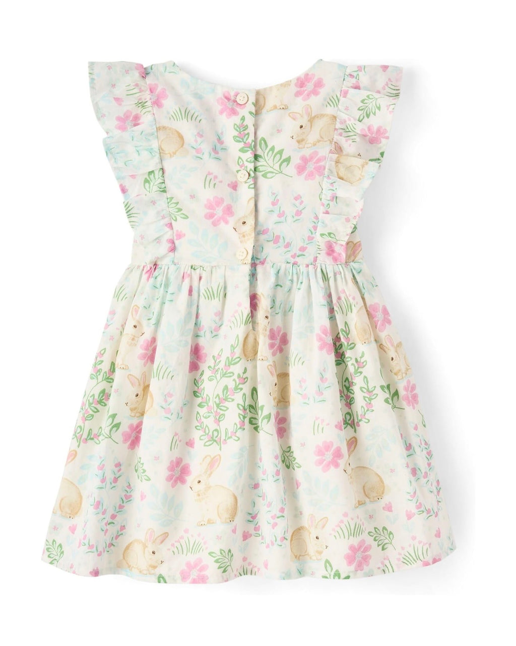 Vestido con Lazo y Volantes de Estampado de Conejito