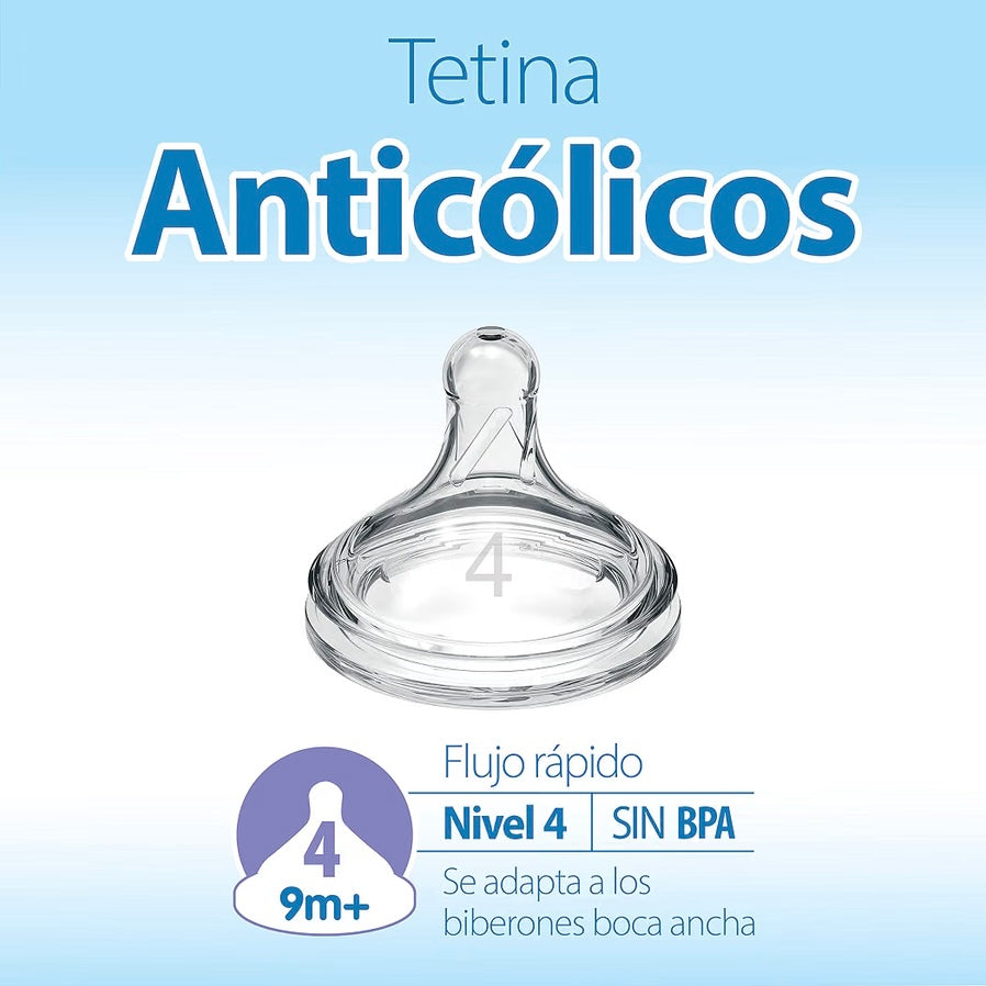 Dr. Brown’s Paquete de 6 Tetinas Natural Flow Cuello Ancho de Flujo Nivel 4, 9m+