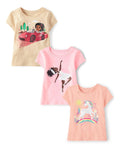Pack de 3 Camisetas Estampado Valley Car/Unicorn/Ballerina