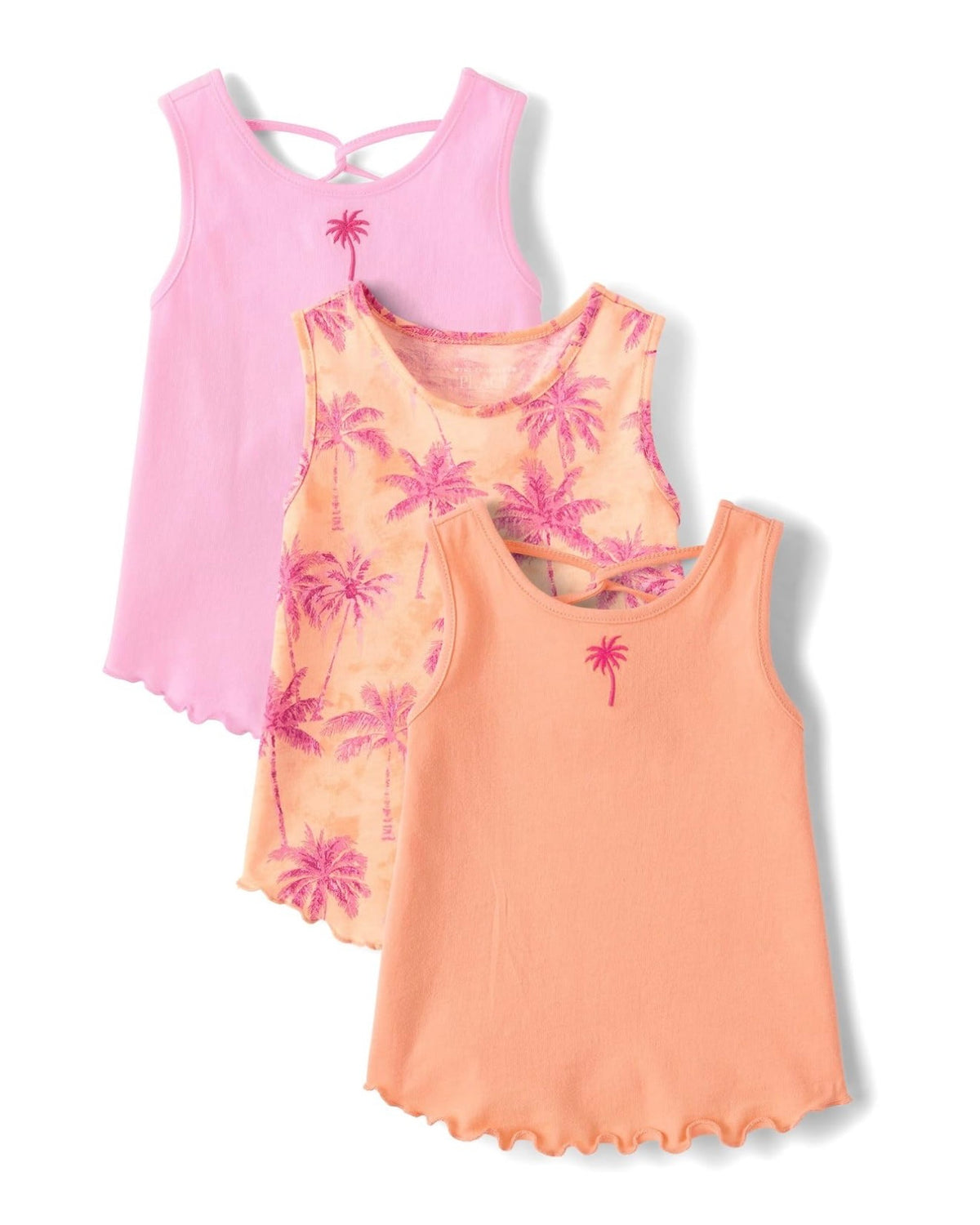 Pack de 3 Camisetas sin Mangas con Estampado de Palmera