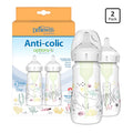Dr. Brown’s 2 Biberones Cuello Ancho Anti-Colic Options 9 onzas, Tetina de Flujo Lento Nivel 1, 0m+