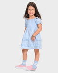 Vestido de Popelina a Cuadros Azul
