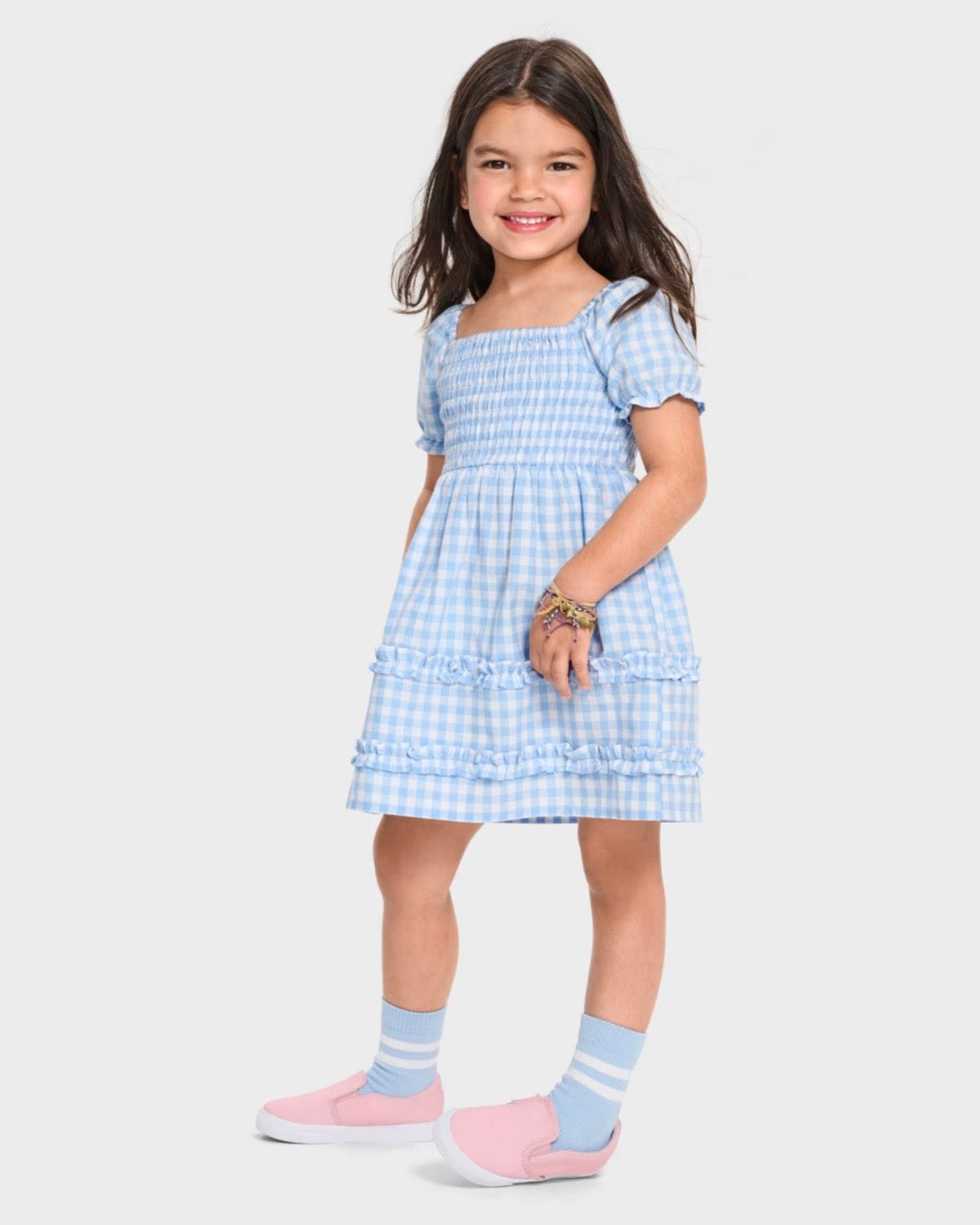 Vestido de Popelina a Cuadros Azul