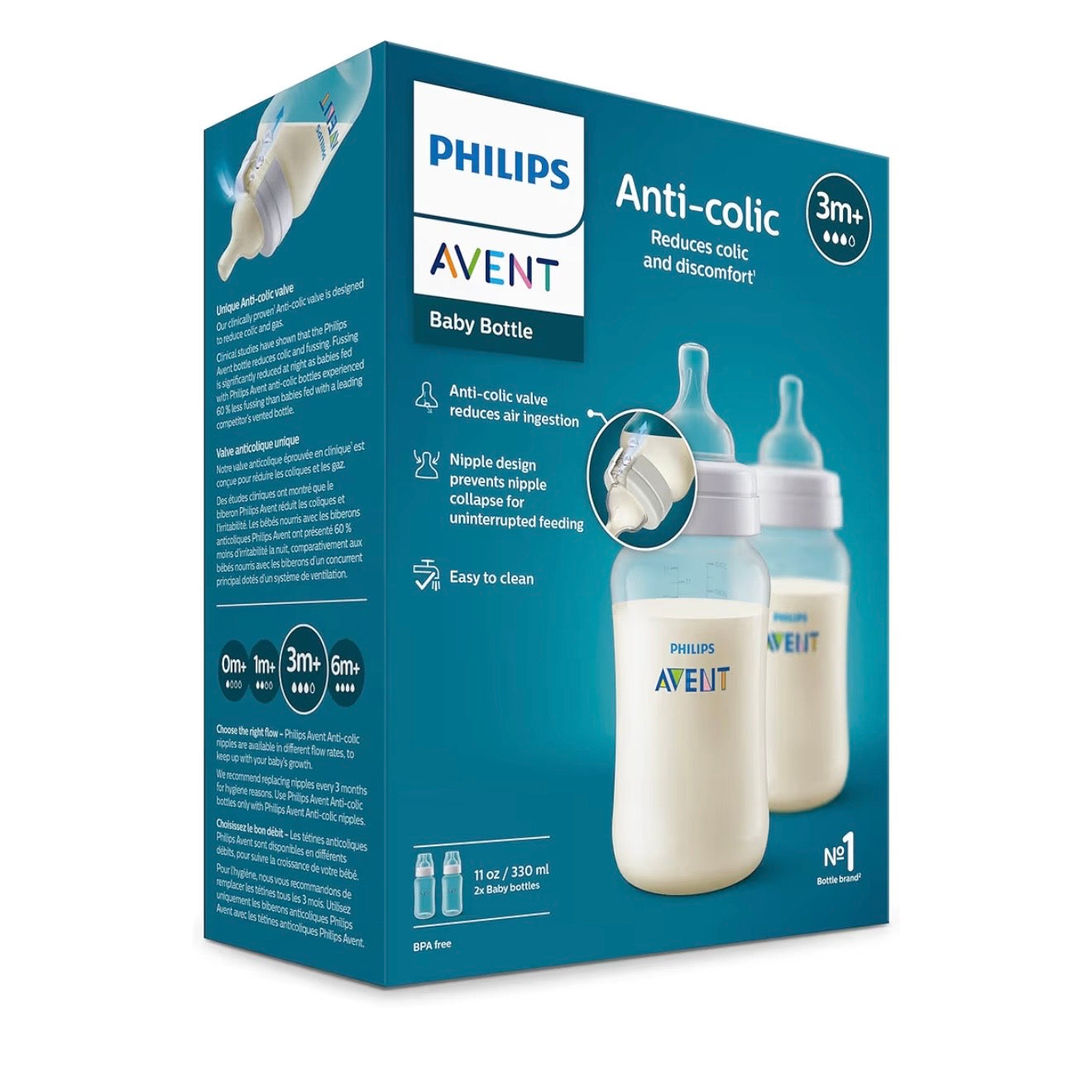 Philips Avent 2 Biberones Anticólicos 11oz Transparente