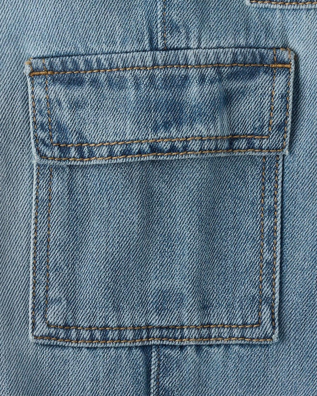 Jeans Vaqueros Holgados Cargo Resortado - Azul