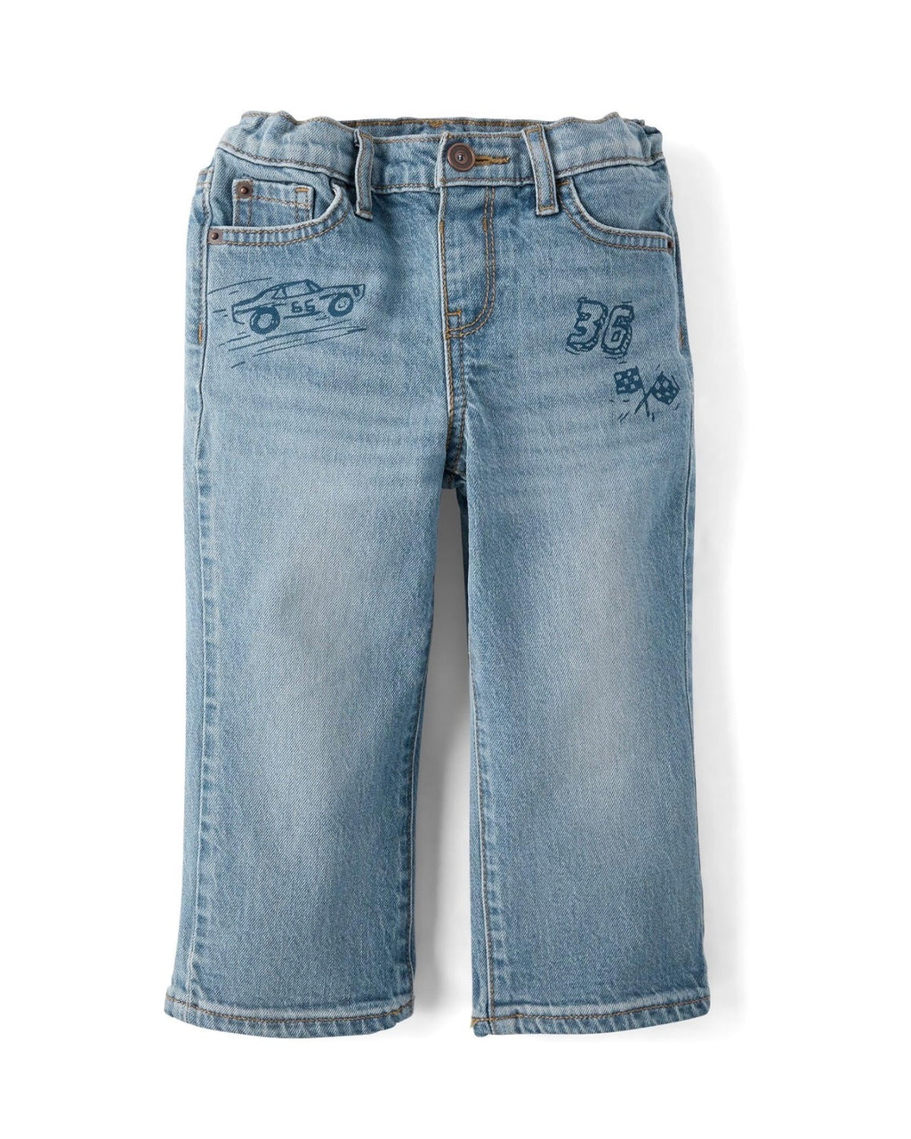 Jeans Holgados Estilo Años 90 con Estampado de Coche de Carreras