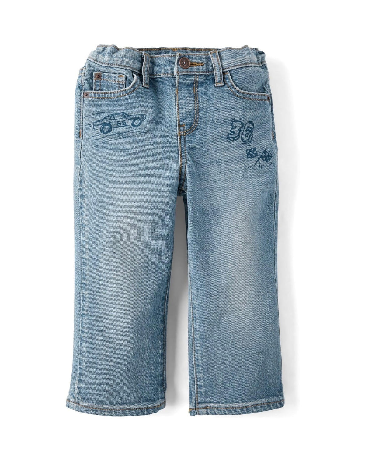 Jeans Holgados Estilo Años 90 con Estampado de Coche de Carreras