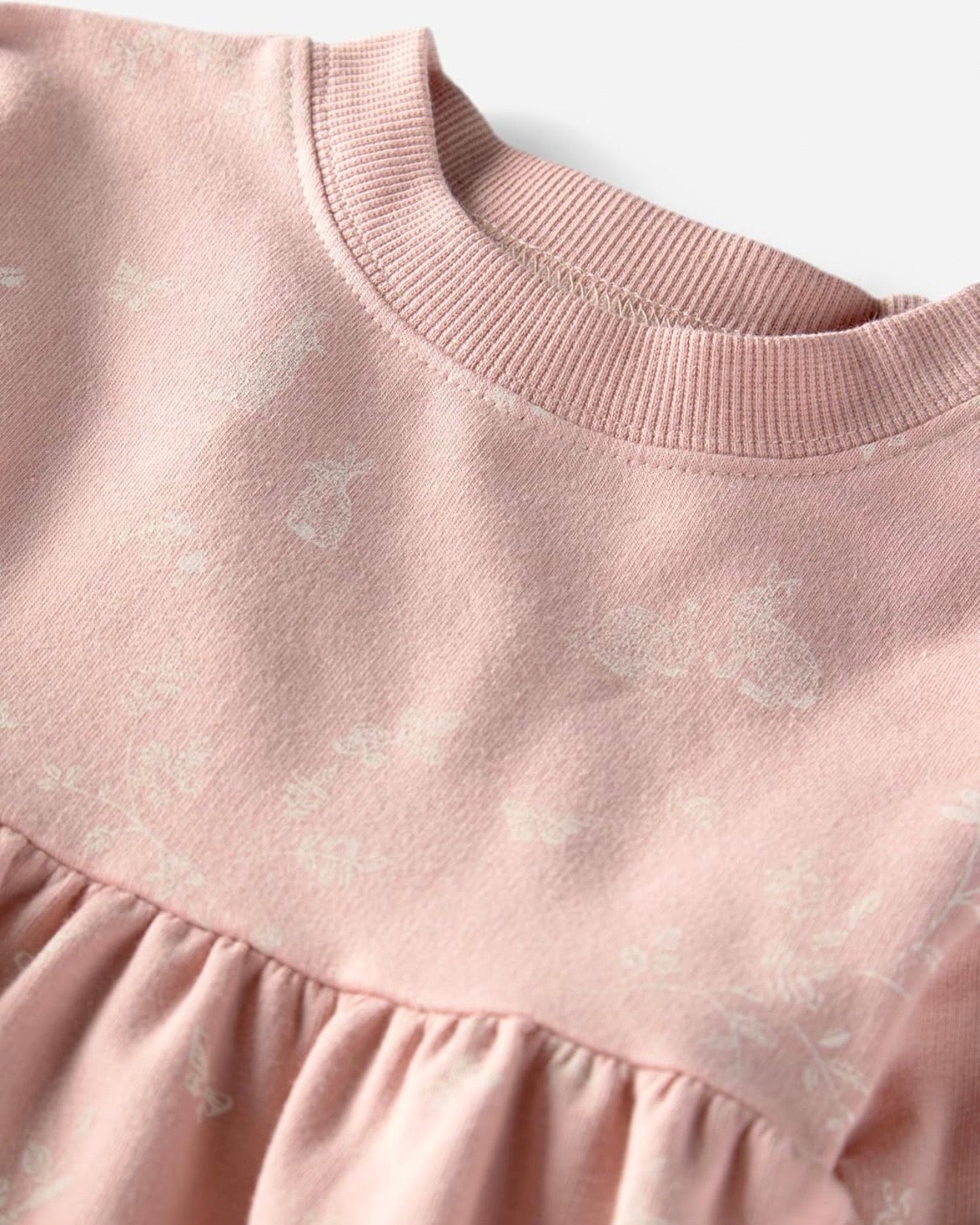 Vestido Manga Larga de Conejos Rosas Bebé Niña
