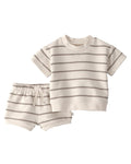 Conjunto Beige Stripes Camiseta + Short Bebé Niño