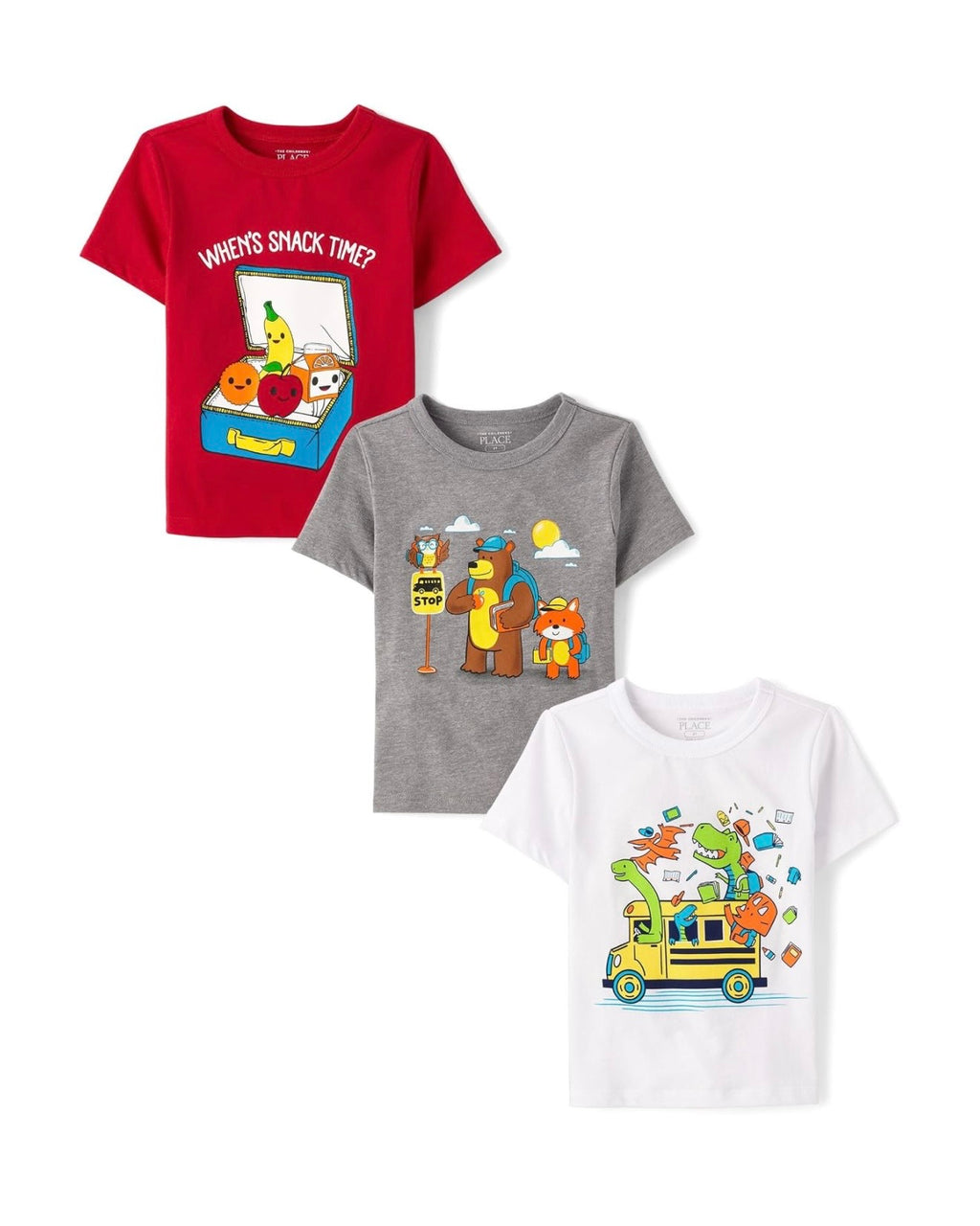Pack de 3 Camisetas con Estampado Escolar
